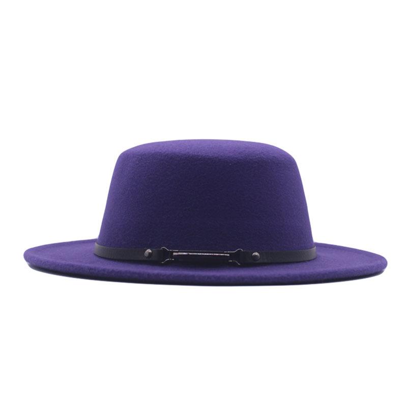 New women's flat-top woolen hat, men's autumn and winter thermal hat, jazz hat, British retro top hat