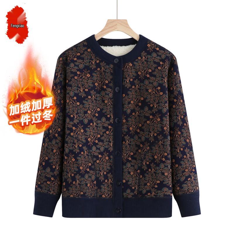 

Женский кардиган с цветочным вязаным узором и плюшевой подкладкой 3XL