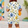 Women Plus Size Floral Printed Round Neck Short Sleeve Top Pocket Shorts Two Piece Set