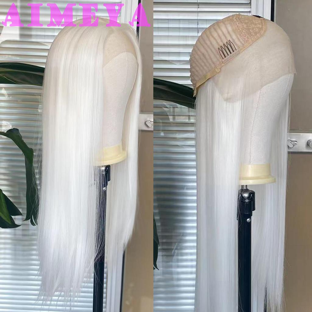 AIMEYA Brown Lace Wigs for Black Women Heat Resistant Synthetic Lace Front Wig Long Silky Straight White Wig  Daily Use
