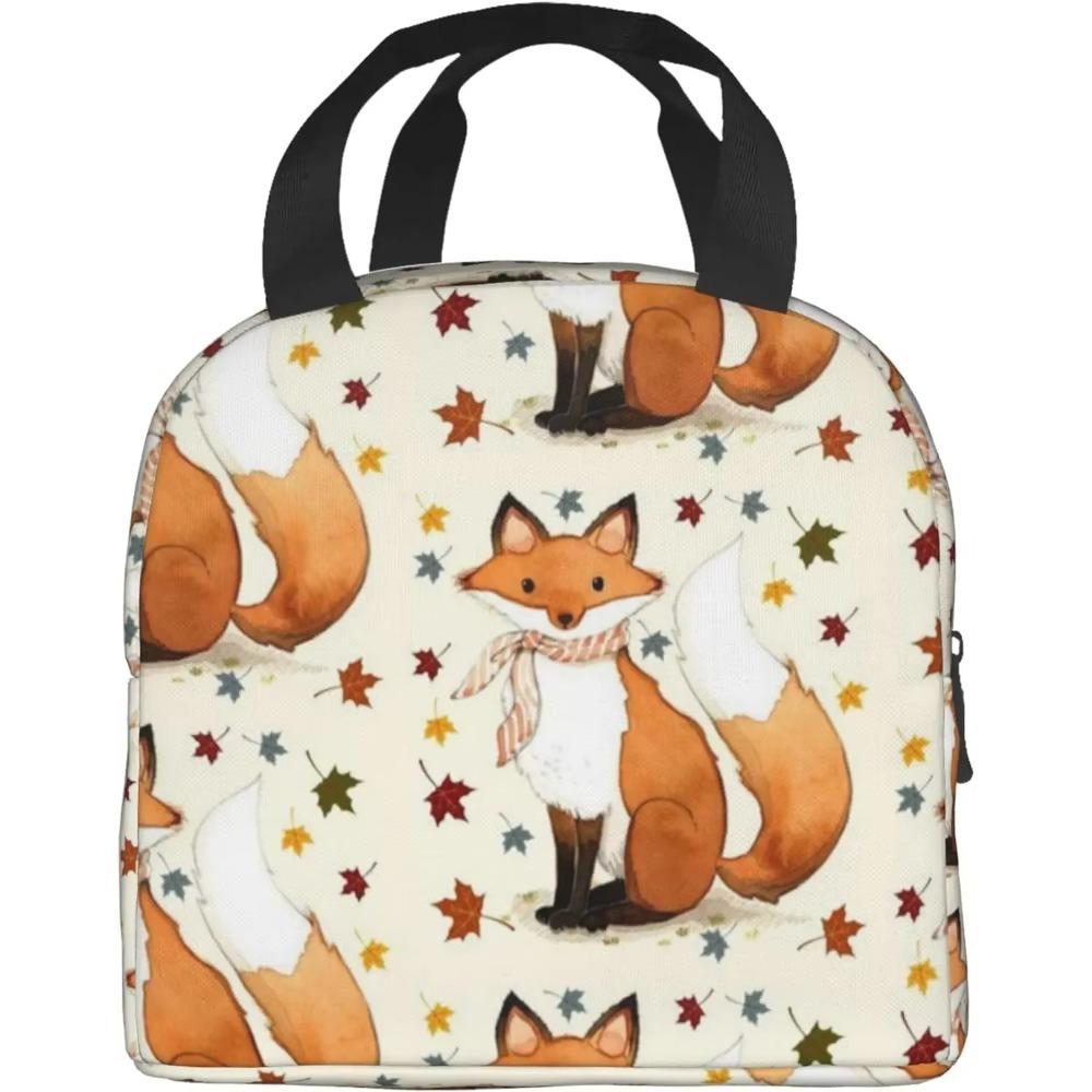 

Осенняя Милая Лиса Сумка Для Обеда Изолированная Коробка Для Обеда Холодильник Сумка Для Пикника Кемпинга Работа Путешествия 22x20x13CM чёрный