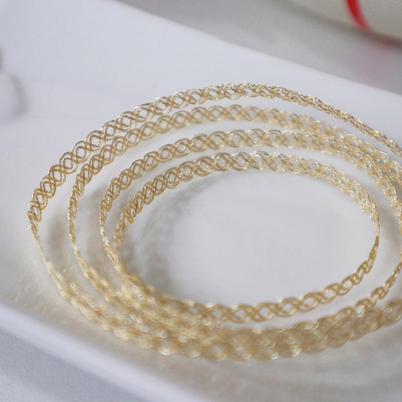 5Yards Golden Silver Embroidery Lace Trim Ribbon DIY Handmade Clothing Wedding Dress Sewing Materials 0.5CM Wide