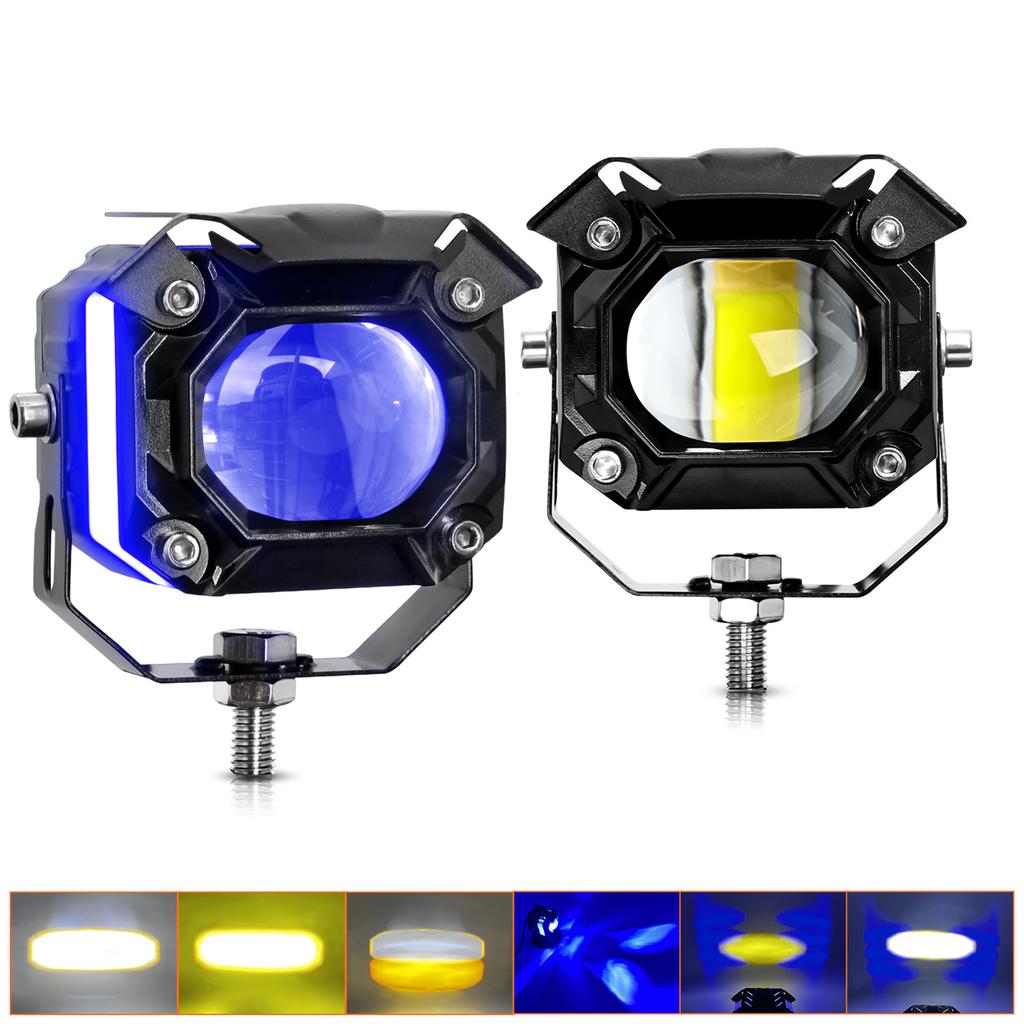 Motorcycle LED Driving Fog Lights, 2 PCS 120W 12000LM 6 Lighting Modes Waterproof Auxiliary Lights