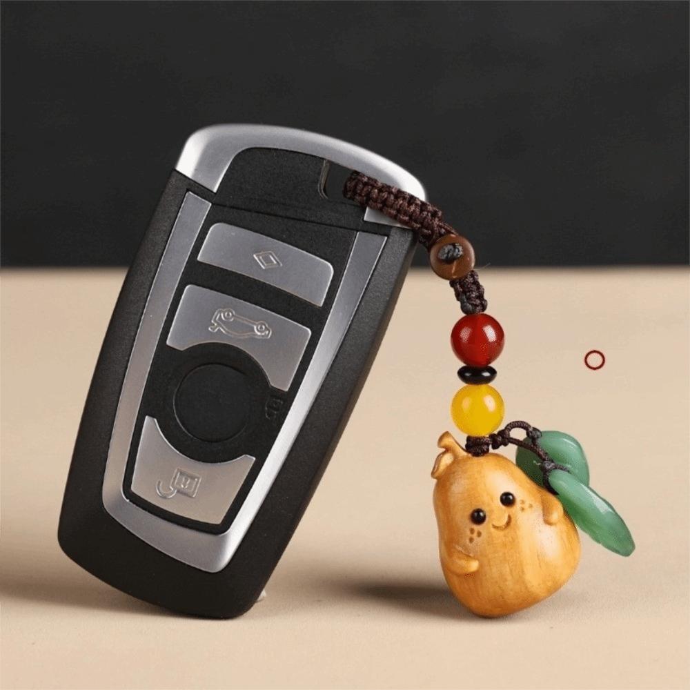 Sandalwood Bag Pendant Cartoon Wood Phone Chain Cute Pear Key Chain Jewelry Findings