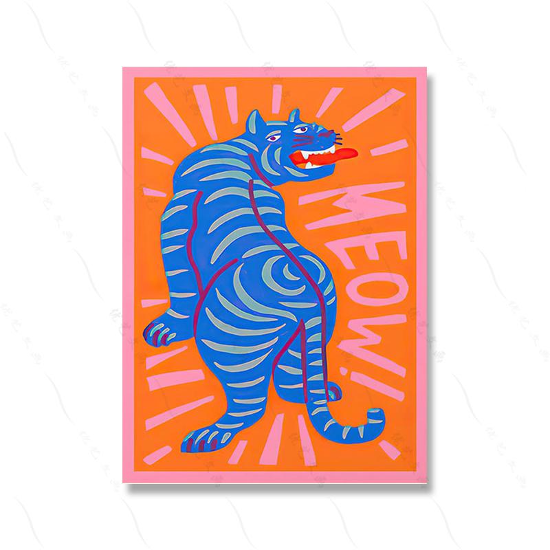 Colorful Abstract Poster Print Tiger Leopard Snake Tropical Jungle Wall Art Canvas Painting Wall Picture Living Room Decor Retro