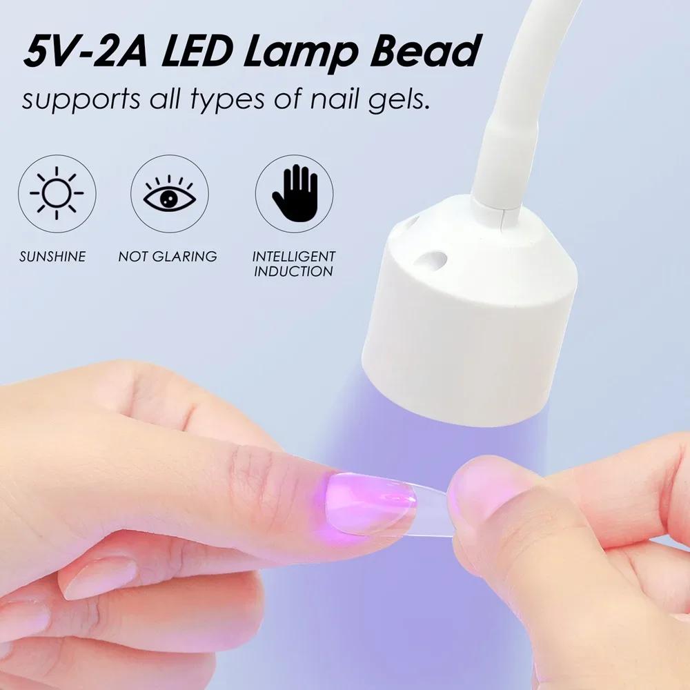 1/2PCS USB Portable LED Nail LampUV Gel Curing Light For Gel Nails 360° Freely Adjustable Tube Dryer Drying Nails Art Decoration