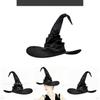 Curled Brim Witch Hat With Fabric Craftwork For Halloween Dress Up Accessories