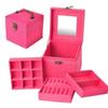 1 Pcs Multi-functional Three-layer Leather Drawer-style Jewelry Box Earrings Lock Jewelry Box Necklace Ring Storage Box