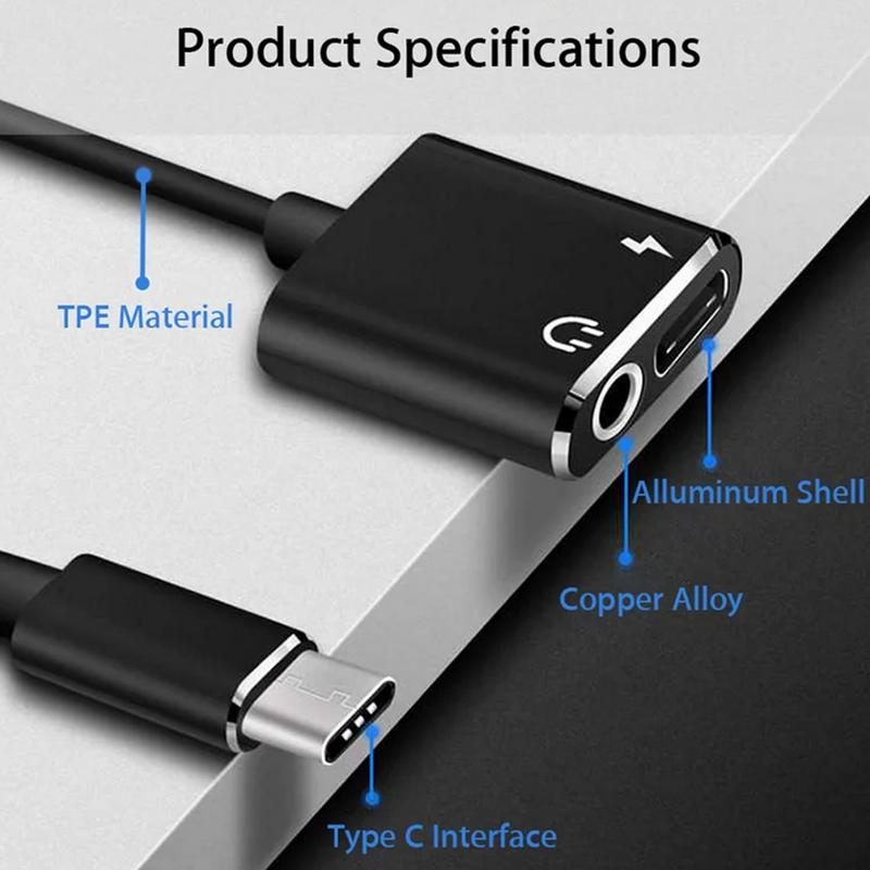USB C Headphone Adapter USB C to Aux Audio Dongle Cable Cord Tablet Fast Charging Charger Adapter Typec to 3.5mm Adapter