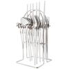 Jankng Gold 24Pcs Western Dinnerware Stainless Steel Daily Cutlery Set Knife Fork Coffee Spoon Tableware Set With Storage Rack