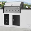 BBQ Access Door, 415x570 Mm Single Outdoor Kitchen Door, Cold Plate Flush Mount Door, Wall Vertical Door with Handle, for BBQ Island, Grilling