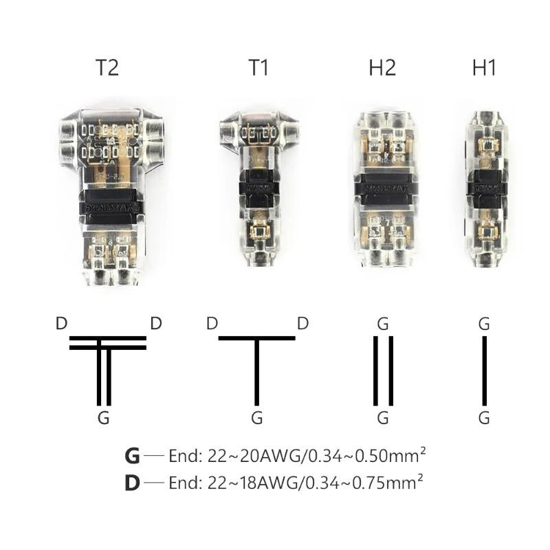 2 In 1 Wire Connector Quick Connect Disconnect Connectors Auto Terminals for Car Wires 8-22AWG LED Transparent Car Connector