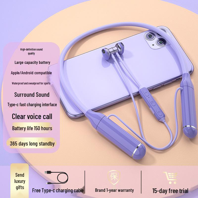 200-Hour Battery Bluetooth Neckband Gaming Earphones with Noise Cancellation