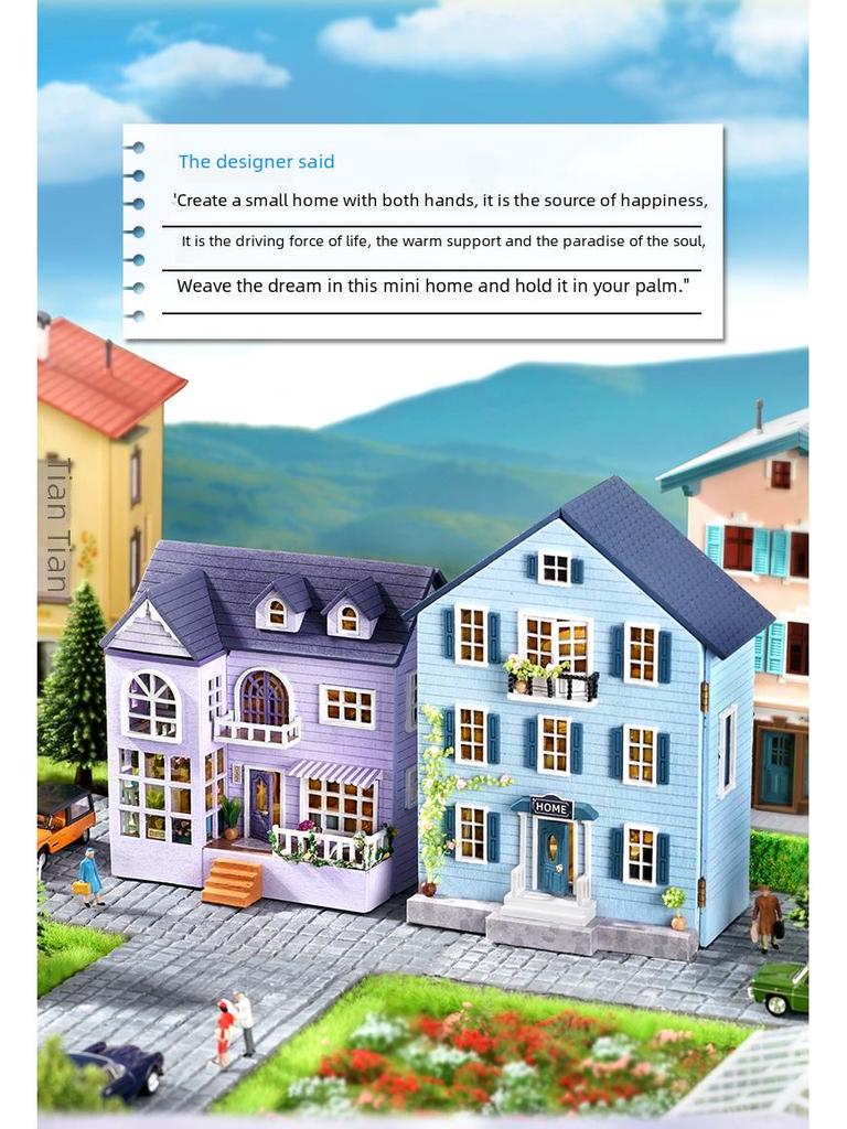 Happy Manor Wooden DIY Multi-Level Hut - Molan Manor Handmade Gift for Women