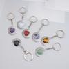 Natural Crystal Stone Love Moon Handmade Winding Pendant Keychain Bag Pendant Love Keyring K69