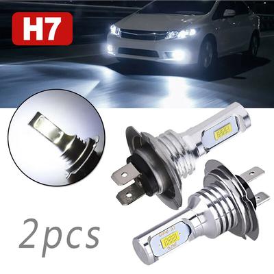 2*H7 LED Car Headlight Bulbs DC 12-24V Xenon White Daytime Running Lights High Low Beam 55W 8000LM 6000K Super Bright Car Lights