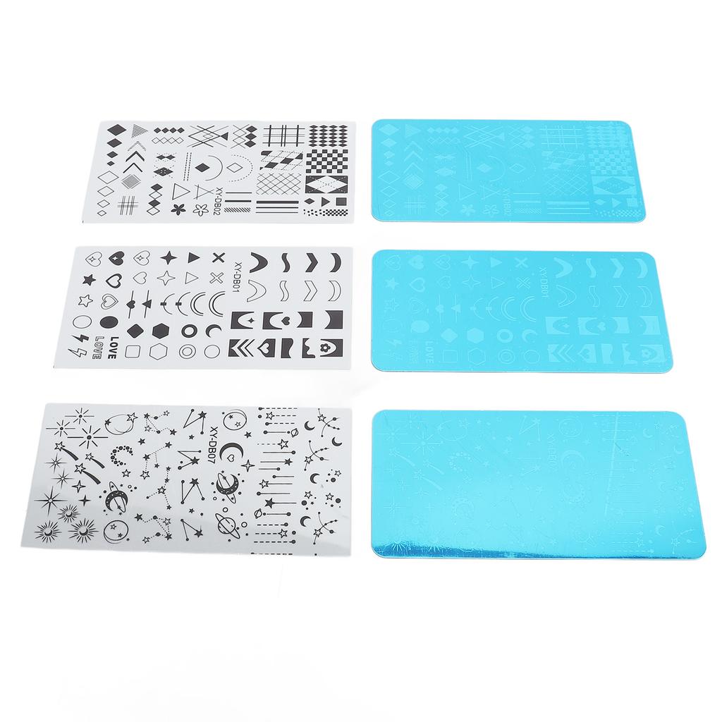 Nail Stamper Kit Stainless Steel Protective Blue Film Different Patterns Irregular Images DIY Tools