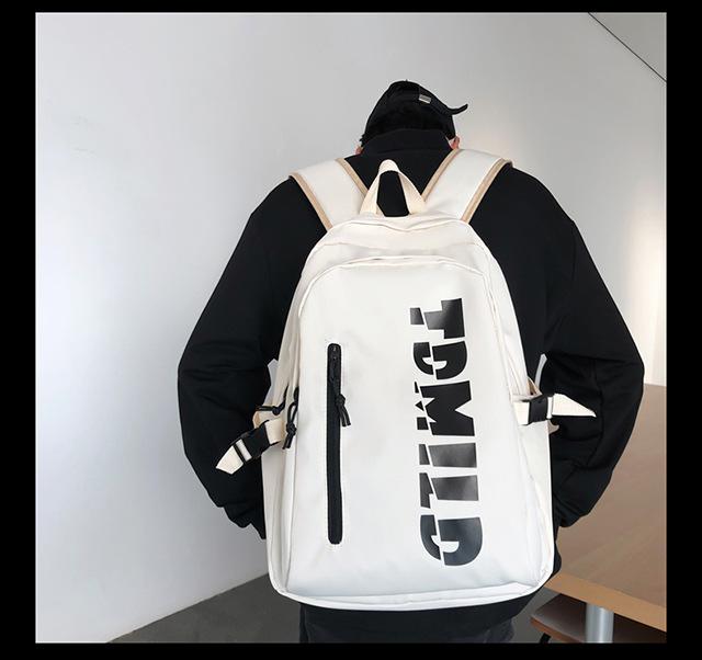 

Новый рюкзак корейской версии модного универсального рюкзака, с буквенным принтом для мужчин и женщин в одном стиле, школьный рюкзак для пары в кампусе белый