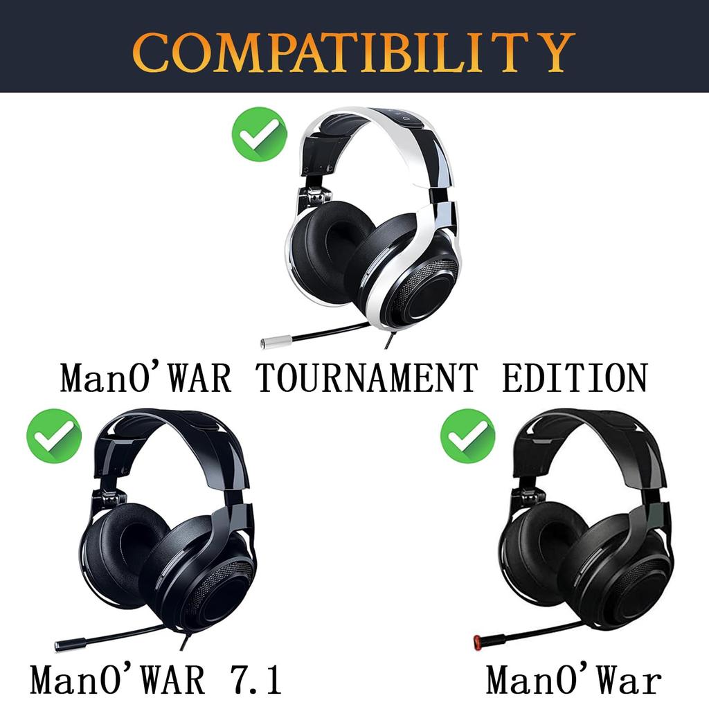 SOULWIT Cooling Gel Pads Ear Pads for Razer Man War Man O War Tournament Edition Gaming Headphones Replacement Pads Head Pads Ear Cushions Cooling