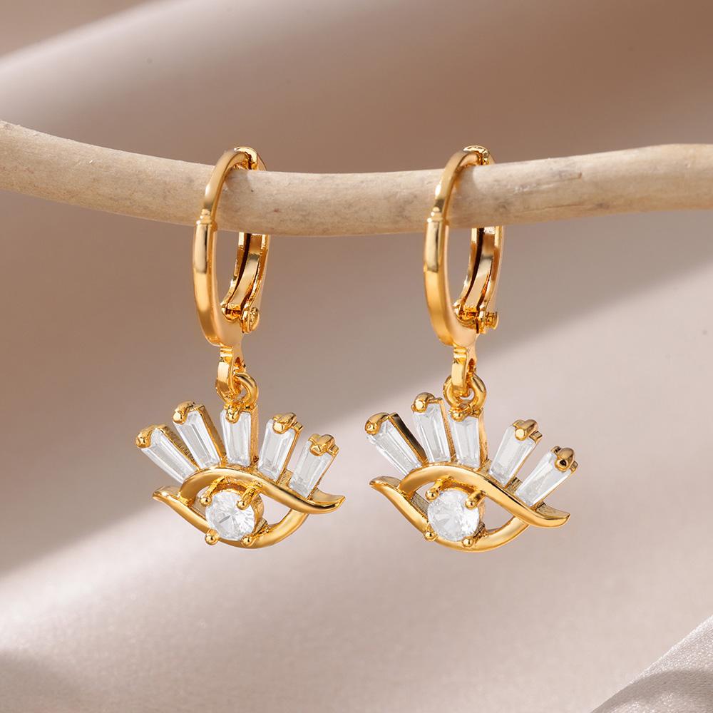 Luxus Zirkon Böser Blick Creolen für Damen Rostfreier Stahl Türkisches Teufelsauge Ohrhänger Ästhetischer Schmuck Geschenk aretes