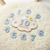 Kit Marcatori Lunari din Lemn Natural pentru Bebeluși Design Nor cu Plăcuțe Numerice pentru Fotografie Nou-Născuți Suvenir Cadou pentru Bebeluș