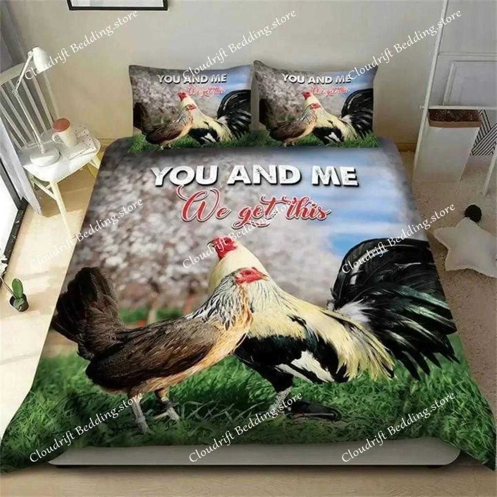 Chicken Duvet Cover Rooster Goose Duck for Kid Teen Women Men Farmhouse Animals for Bedroom Decorations Queen King Bedding Set02