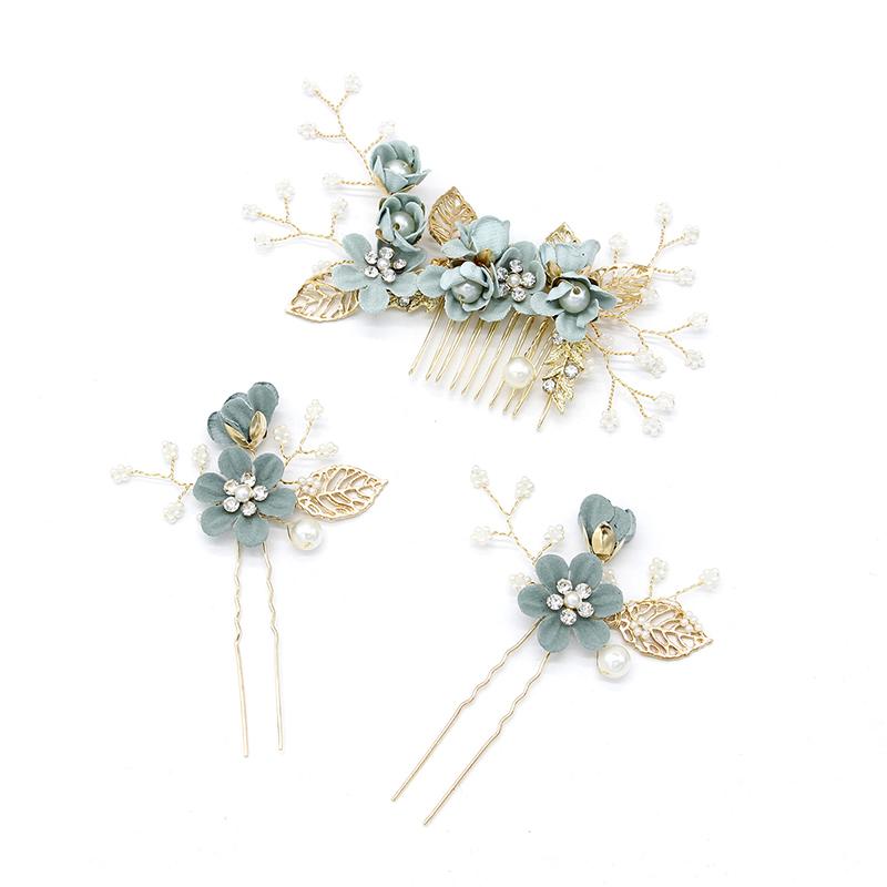 Braut Künstliche Blume Perlen Seitenkamm für Haar Frauen Bräute Hochzeit Festzug Tiara Kopfschmuck Haarnadeln Haaraccessoires Schmuck