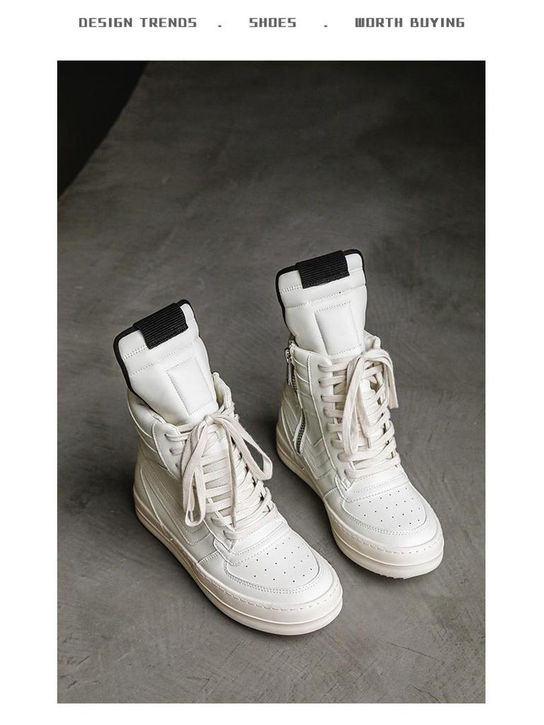 Men's High-Top Trendy Spring Sneakers, European and American Style, Thick-Soled Height-Enhancing Short Boots.