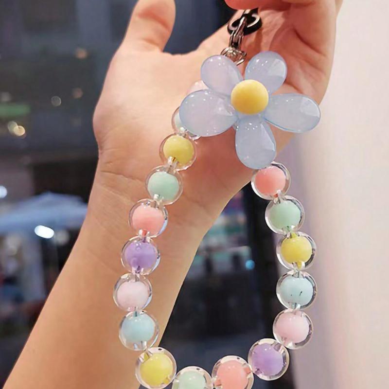 Multicolor Beaded Lanyard Handmade Flower Bead Phone Strap Bracelet Bag Pendant Keychain Inspired Summer Floral Bridesmaid Gifts Phone Charm