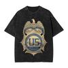 DEA Special Agent Badge White Leather T Shirt Hip Hop Washed Short Sleeve Oversize T-Shirt Vintage for Men Streetwear Tee Shirt
