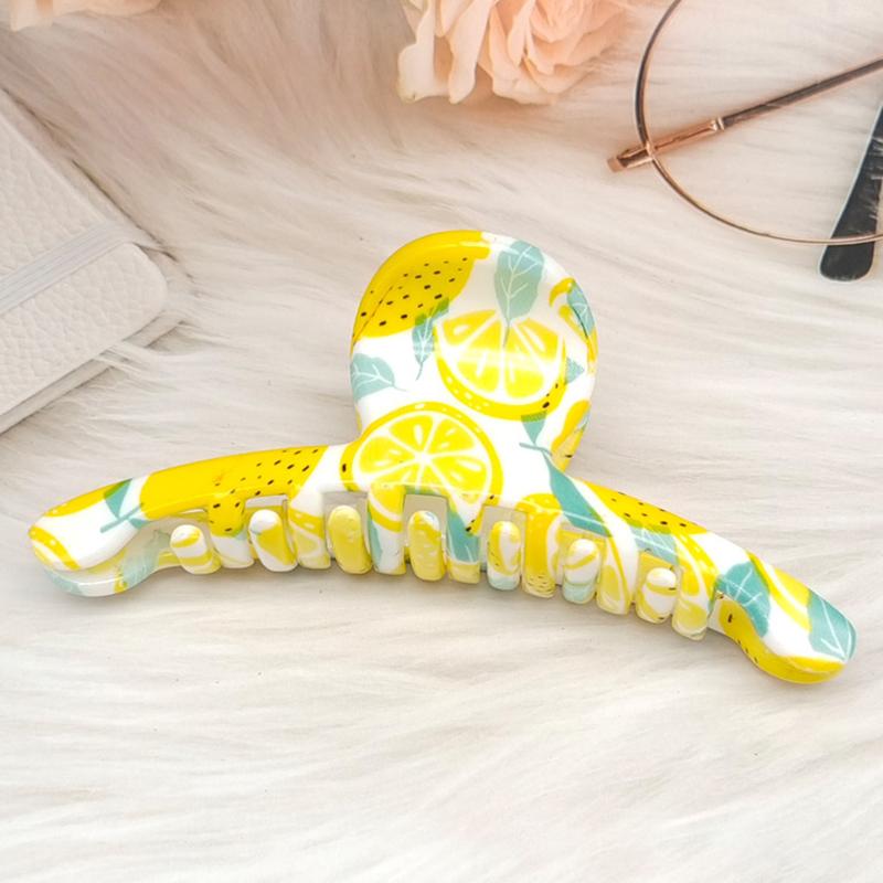 Clips de Păr Geometrie Galben Lămâie Drăguț Pentru Femei Gheară Mare de Păr cu Imprimeu Fructe Bentiță Elegantă Accesorii de Păr de Vară