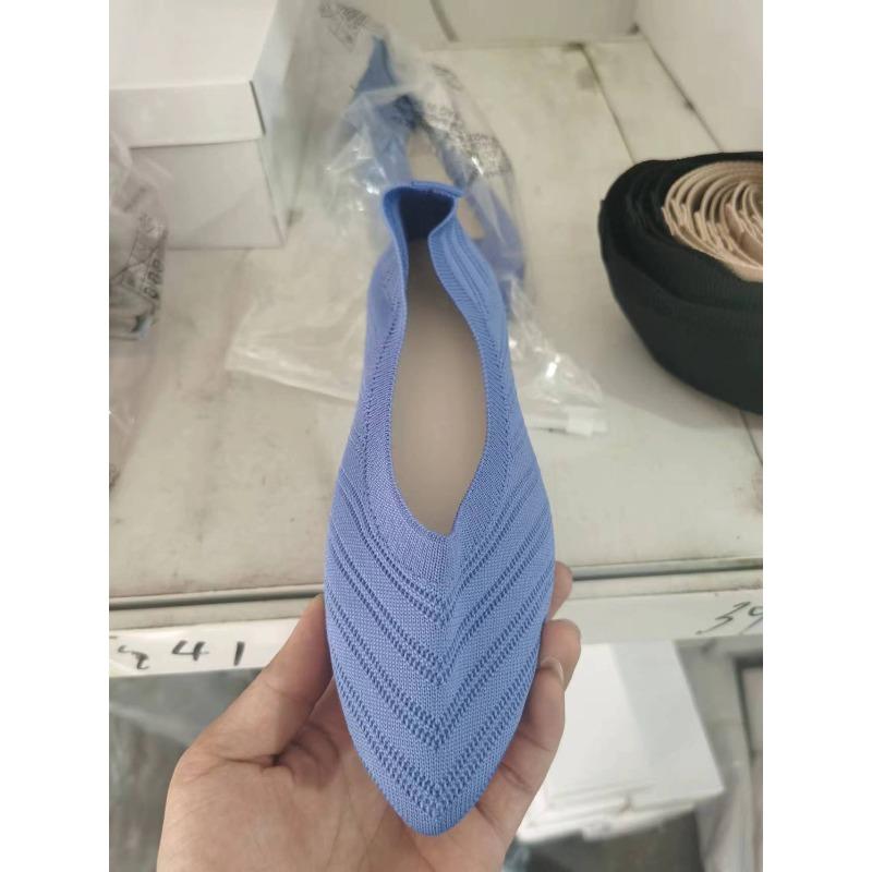 Breathable knitted large-size women's shoes, black and yellow casual fashion one-pedal lazy shoes, women's summer shoes