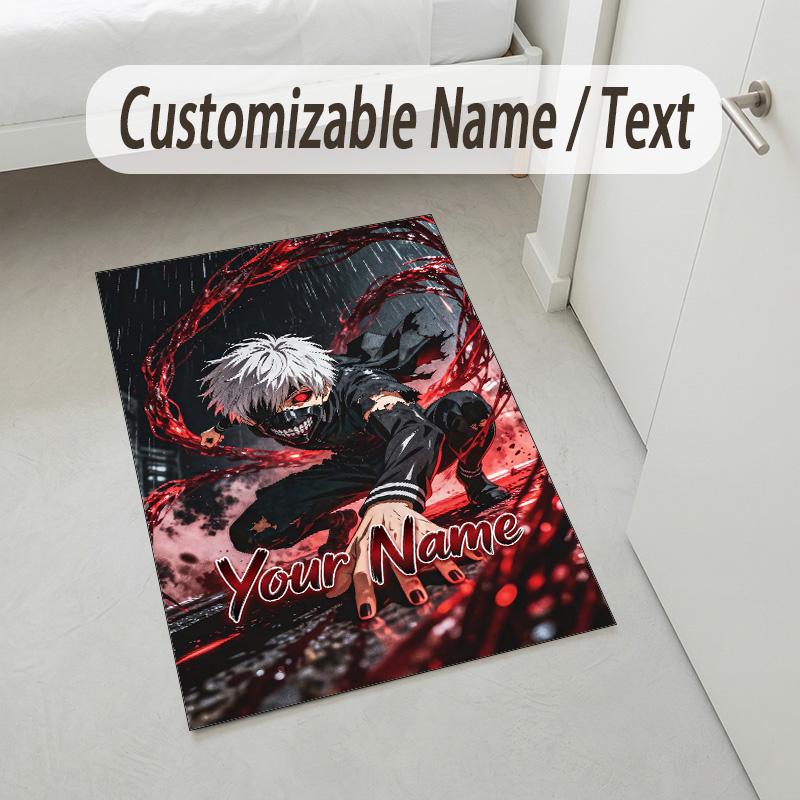 Personalized Crystal Velvet Carpet,Tokyo Ghoul Custom Printed Name, Plush Area Rug For Home Indoor Decor