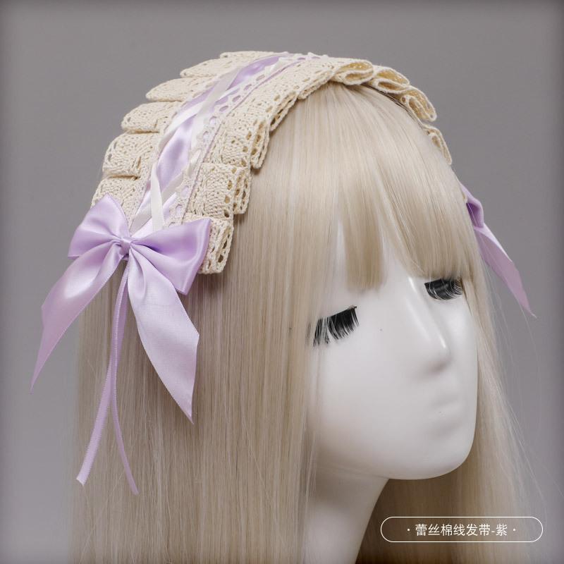 Handmade Bow Lace Headband Japanese Girl Lolita Hairpin Soft Cute Two-dimensional Headgear Cute Sister Hair Accessories