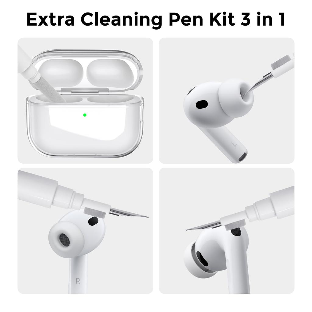 2025 for Airpods Pro 3 Case Clear Glitter Sparkle Bling Case for Airpods Pro 3 Case Cover with Cleaning Kit for Airpods Pro 3