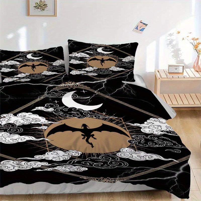 3pcs Moonlit Night Ethereal Flight Bedding Set Down Comforter Cover and Pillowcases, Suitable for Guest Room All Seasons(No Insert) S0819070