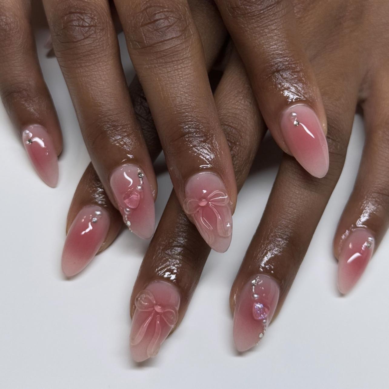 Autumn/Winter 3D Bow Almond Wearable False Nails