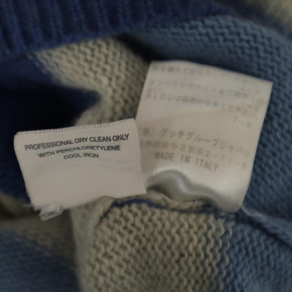 YVES SAINT LAURENT Made in Italy wool Border Pattern Long sleeve sweater Men's Used