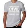 God Created the Civil Engineer Vintage Print Unisex High Quality 100% Cotton Graphic T Shirts