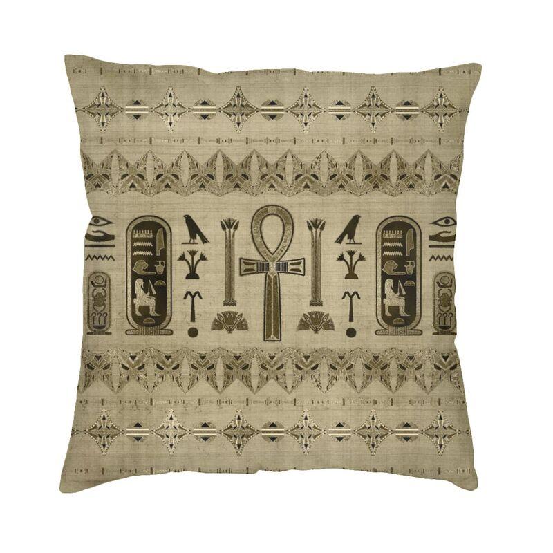 

Vibrant Egyptian Cross Ankh Square Throw Pillow Cover Home Decor 3D Two Side Print Ancient Egypt Hieroglyphics Cushion Cover 30x30cm 12x12in