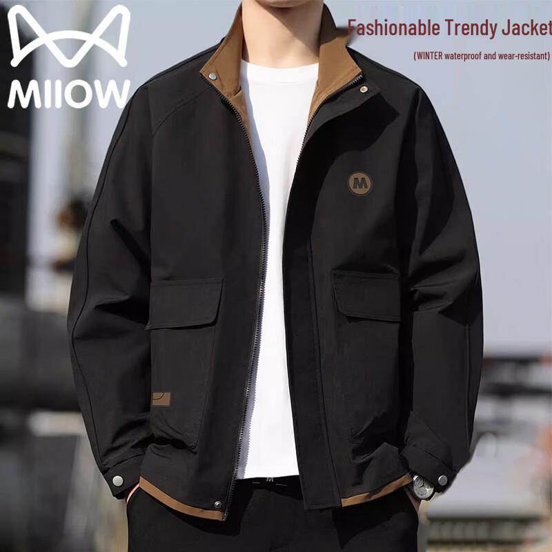 MaoRen Men s Spring/Fall Utility Stand Collar Loose Fit Jacket 2XL
