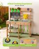 Mud Kitchen, Outdoor Mud Kitchen for Kids, Wood Outdoor Play Kitchens with Stoves, Tank, Sink, Planting Shovels, Spatulas, Box, Cookware Pots and