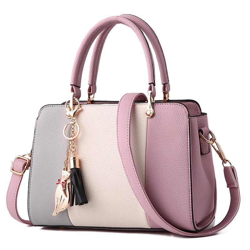 

Stylish Ladies Cross-border Trendy Pu Handbag Large Size рожевий