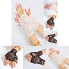 Elegant Women Evening Bridal Wedding Party Lace Fingerless Gloves Mittens
