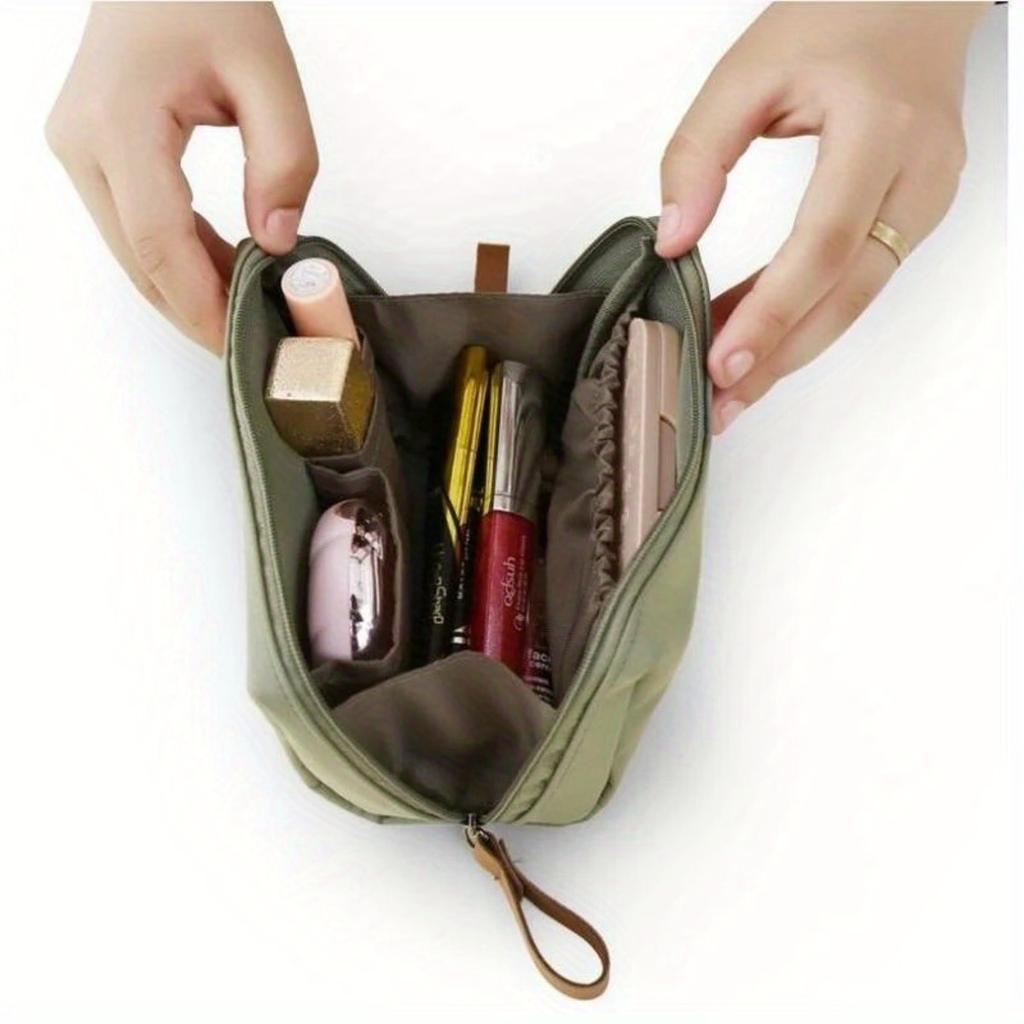 New Simple Solid Color Makeup Bag for Women,Multi Functional Divided Storage Bag,Travel Makeup Bag,Red Envelope,Colorful Polyester Handheld Makeup Bag
