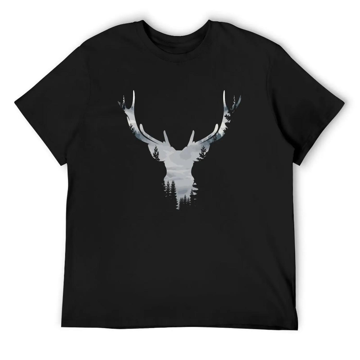 Deer Winter Forest T-Shirt cotton graphic tees vintage clothes anime clothes mens designer t shirt S