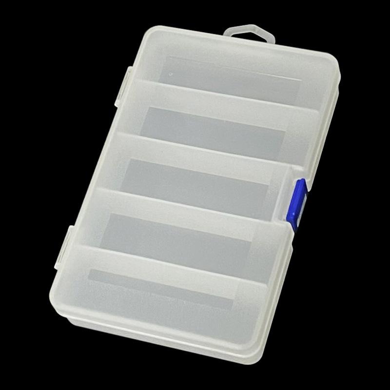 Pvc Luya Bait Box Transparent Five-Grid Box Blue Buckle Medium Five-Grid Box Storage Box Fishing Gear 17.5*11.3*3.1cm
