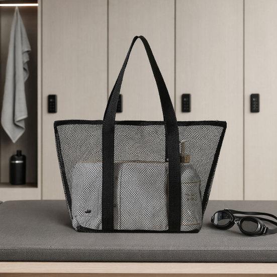 Mesh Beach Bag, Large Capacity Foldable Tote Bag, Sandproof Dirt-Resistant Portable Fitness Shower Bag, for Beach And Swimming Pool