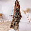 Women's Boho Floral V Neck Maxi Long Dress Ladies Summer Beach Swing Sundress