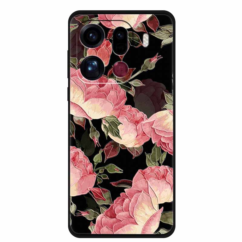3D Flowers Case For Oppo Find X9 Pro 5G Case Emboss Relief Floral Black Silicone Soft Back Cover For Oppo Find X9 Pro Case Funda